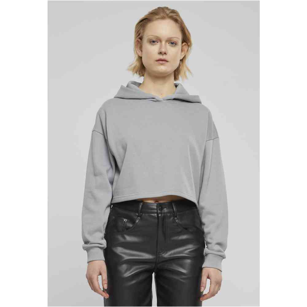 Urban Classics - Oversized Light Terry Crop Hoodie - Grijs